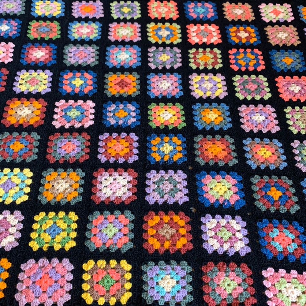 Granny square blanket In bold colors